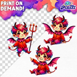 Mały pakiet diabła Sublimacja PNG Halloween Clipart Słodkie Halloween PNG Przezroczyste Halloween PNG Pobieranie cyfrowe Słodkie dziecko halloween