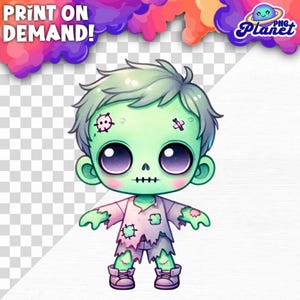Cute Zombie  Watercolor Clipart Halloween Zombie Clipart Cute Halloween PNG Transparent Halloween Clipart Cute Zombie boy PNG