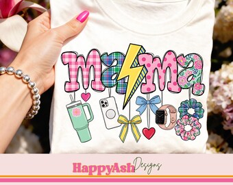 Trendige Mama PNG Preppy Mama Shirt Design Kokette Mama Sublimation PNG Kommerzielle Nutzung Grafik Sofort Download