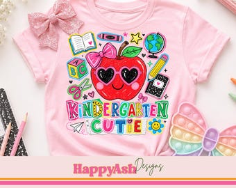 Kindergarten Cutie PNG, bunte Schul-Shirt-Grafik, niedliches Apfel-Sublimationsdesign, zurück in der Schule digitaler Download