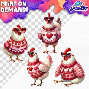 Chickens Valentines Day Png BundleValentines Day Png farm chickens Valentine Hen PNG Valentine Shirt Design Sublimation Png Digital Download