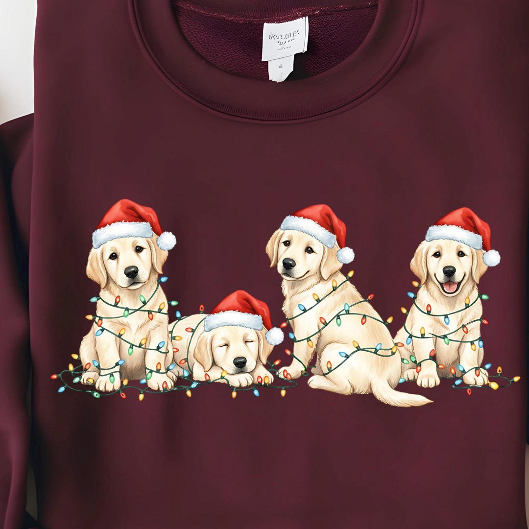 Christmas Golden Retrievers Wrapped in Lights PNG (digital Download) - Etsy