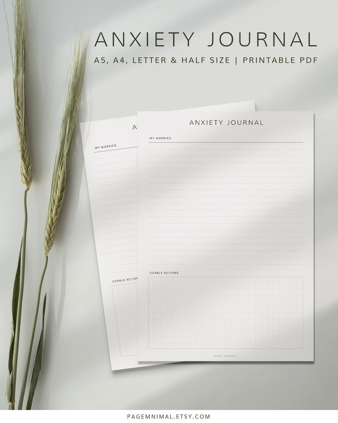 Anxiety Journal Template PDF Stress Relief Diary Self Care Etsy Australia