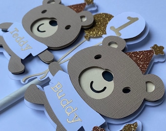 Teddy Bear Cake Topper | Birthday Party | Children&#39;s Birthday | Personalised | 1st Birthday
