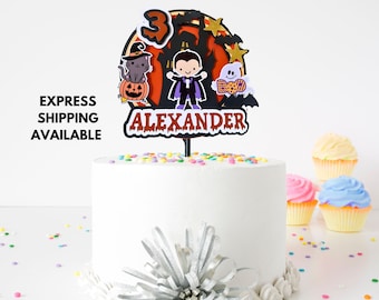 Niedliche Halloween Tortendeko - Personalisierter Cake Topper Geburtstag | Gruselige Geburtstagsfeier | Halloween-Party-Kuchendekoration | Dracula