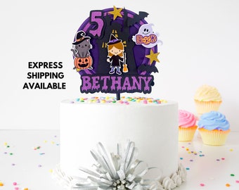Cute Halloween Cake Topper - Personalised Birthday Party Decor | Spooky Birthday Party | Halloween Party Cake Decoration