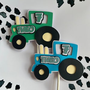 Tractor Cake Topper- Multi Colours - Personalised Cake Topper | Farmer Cake Theme | Kids Birthday Cake