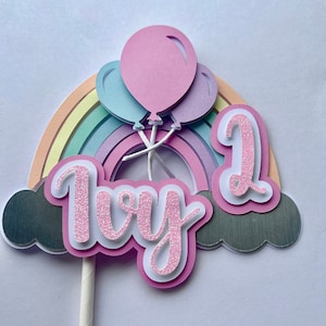 Gâteau pastel ballon arc-en-ciel | Décor de fête d'anniversaire | Gâteau d'anniversaire personnalisé pour enfants | Haut de forme de gâteau 3D | décor de fête