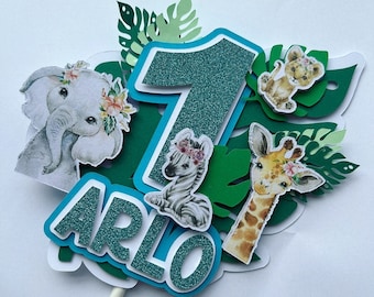 Safari / Jungle Theme Cake Topper - Birthday Decorations | Safari Jungle Party | Animal cake party