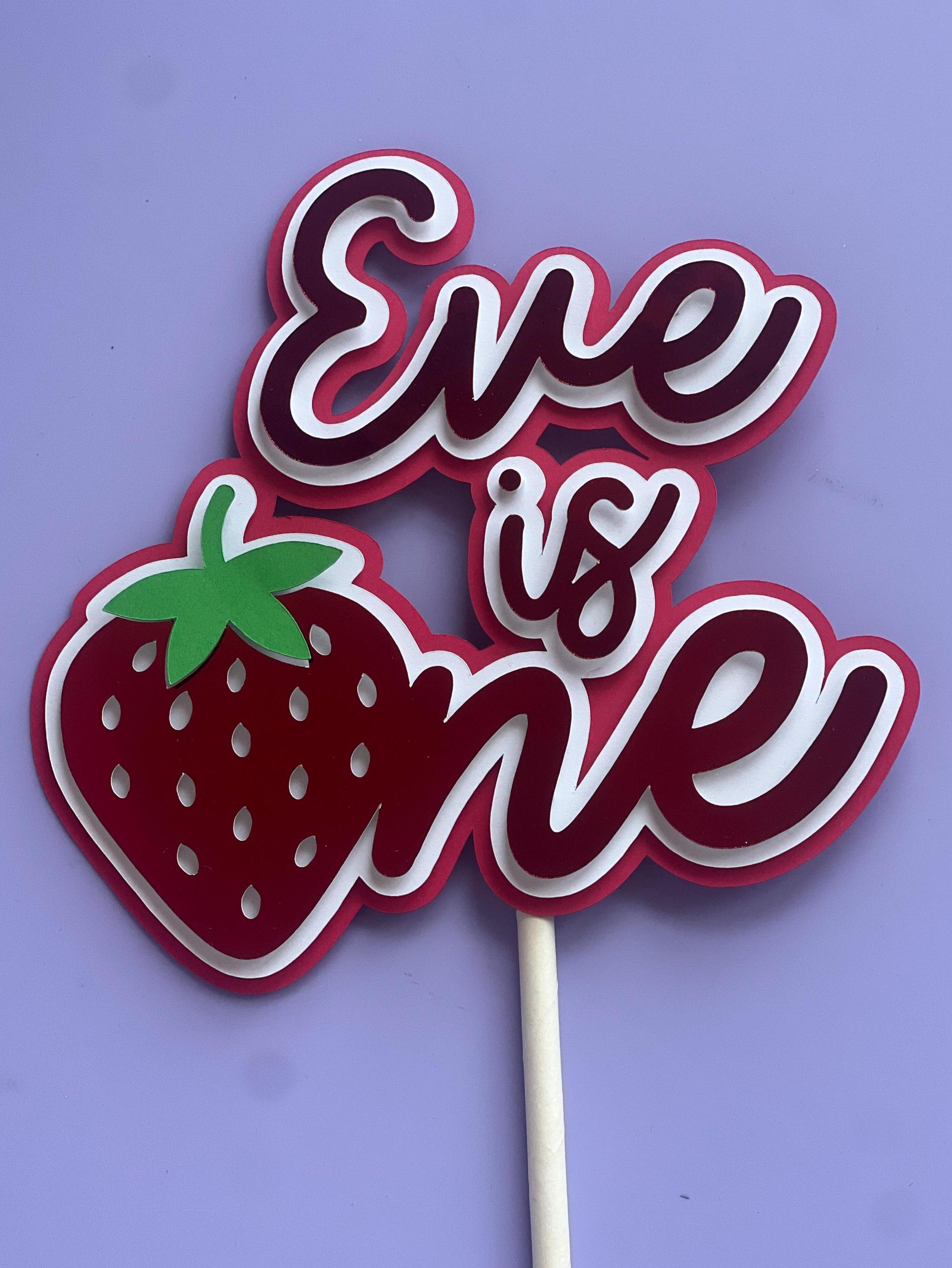 Strawberry First Birthday Cake Topper – Personalised Name Topper, Berry ...
