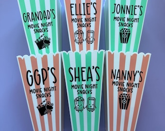 Tarrinas de palomitas personalizadas / Tarrinas de aperitivos / Recuerdos para noches de cine / Cajas de aperitivos para fiestas / Recuerdos para fiestas de cumpleaños / Cajas de dulces personalizadas / Fiestas infantiles