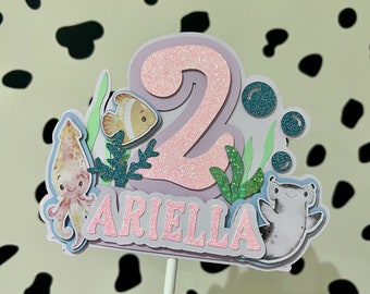 Pastel Under the sea/Ocean Party Theme - Cake Topper | Birthday Party | Children's Birthday | Personalised