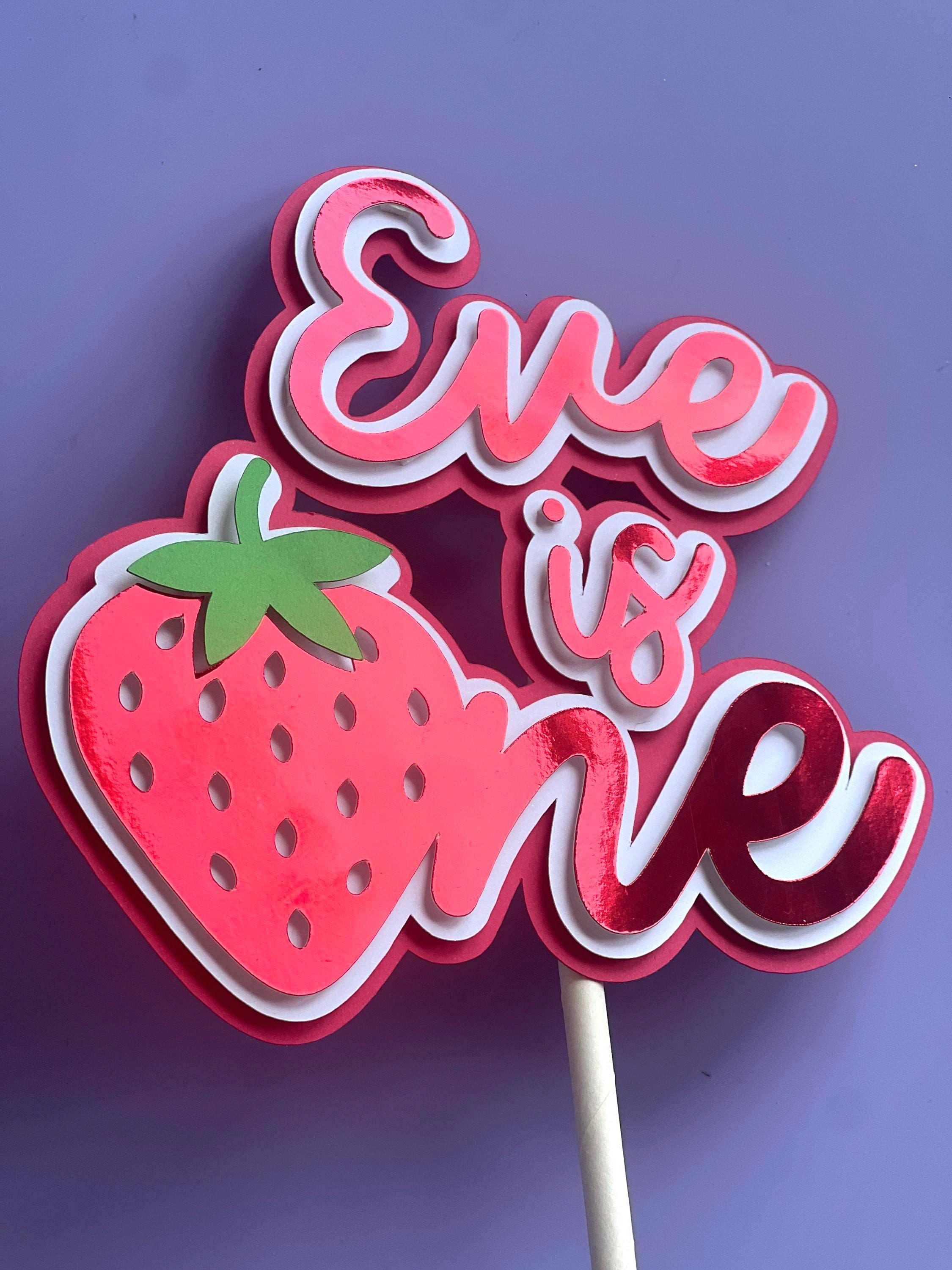Strawberry First Birthday Cake Topper – Personalised Name Topper, Berry ...