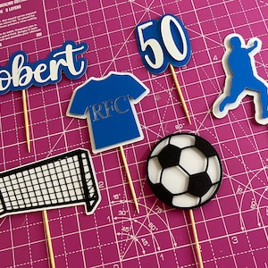 Décorations pour cupcakes sur le thème du football - Décorations pour cartes | Fête du football | Fête d'anniversaire sportive | Célébration du football | Fête de football