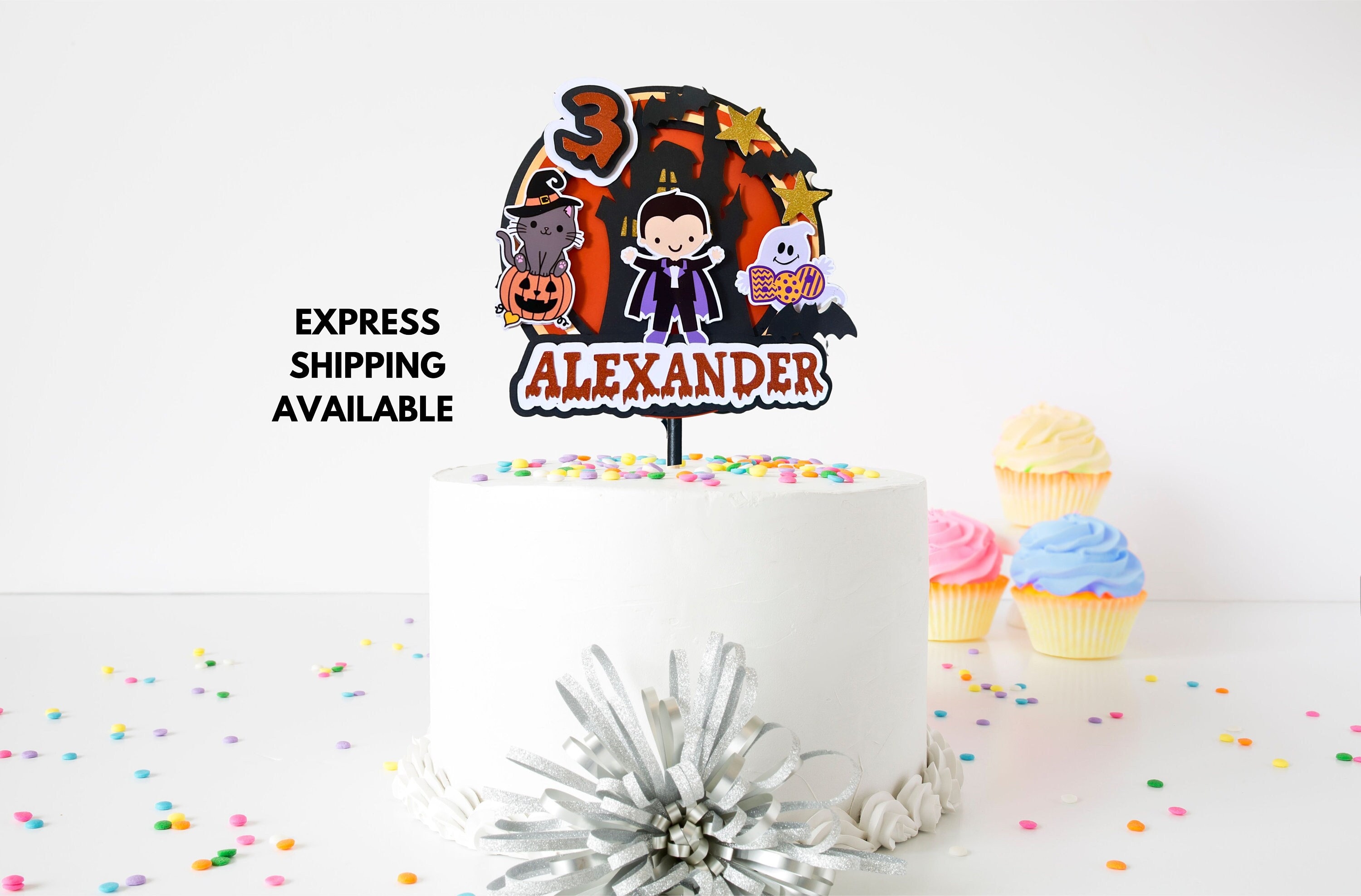 Cute Halloween Cake Topper - Personalised Birthday Party Decor | Spooky Birthday Party | Halloween Party Cake Decoration| Dracula