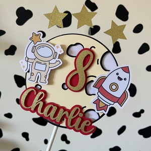 Space Cake Topper - Weltraum-Party | Raumfahrer | Rakete | Mond Sterne | Weltraum-Party-Dekor | Mond Cake Topper