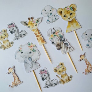 Safari / Jungle Theme Cupcake/Cake Toppers - Birthday Decorations | Baby shower | Animal cupcake toppers