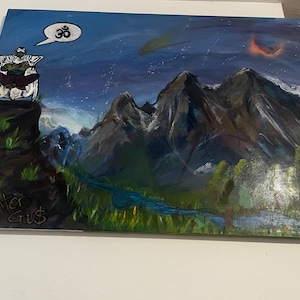 Rara pintura de Piccolo meditando de 2 x 3 pies - #DBZ - Dragon Ball Z - hecha a mano - Firmada - Lienzo único - Envío rápido y económico a EE. UU. - WWW Art