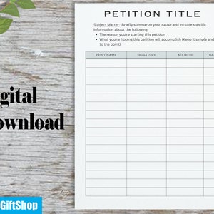 Modello di petizione Download digitale modificabile Canva, Foglio di iscrizione della petizione, Petizione di beneficenza, Carta della petizione, Modello Canva modificabile, Legale