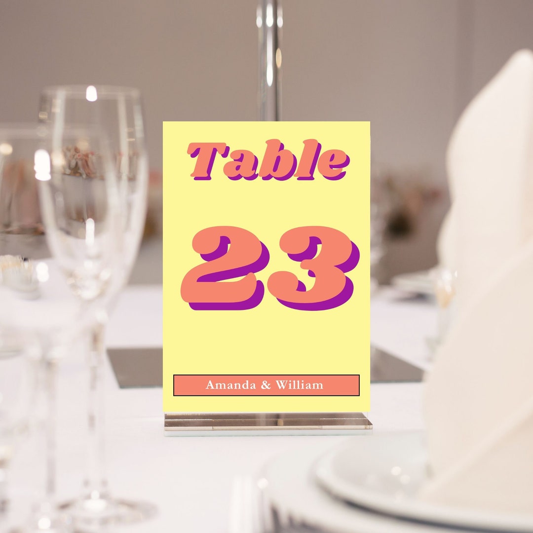 Retro Wedding Table Number Vintage Printable Table Numbers Etsy
