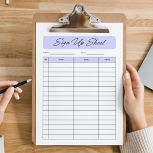 Editable Sign Up Sheet Template, Printable Sign Up Template, Sign Up List, Party Sign Up, Petition Sign Up Sheet, Party Sign Up, Canva
