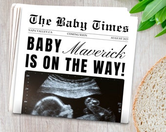 Large Newspaper Pregnancy Announcement Template, Newspaper Baby Announcement, New Baby Coming, Baby Shower Games Editable Newspaper 8310