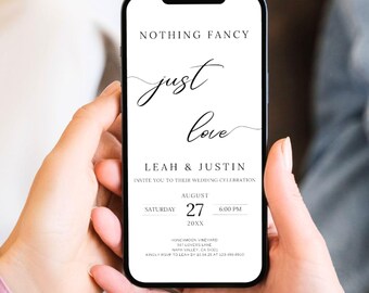 Invitación "Simplemente Amor", Tarjeta minimalista para anunciar una boda fugaz, Papelería personalizable, Invitación moderna para recepción, LM1006