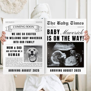 Newspaper pregnancy announcement template, Large newspaper baby announcement, New Baby Coming, Baby shower games editable Newspaper  8310