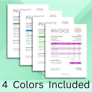 Modern and Professional Invoice, Invoice Template, Business Invoice, Customizable and Printable Bookkeeping documents, Small Business #8305