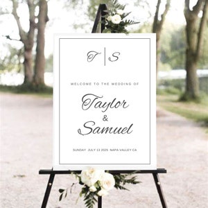 Simple Minimalist Wedding Welcome Sign Template, Boho Wedding Welcome Poster, DIY Printable Calligraphy Welcome sign 100% Editable #8306