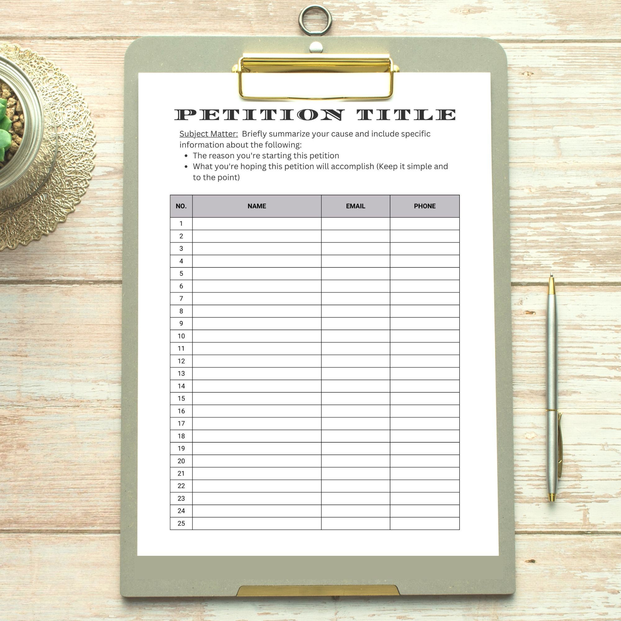 Petition Template Editable Digital Download Canva, Petition Sign up