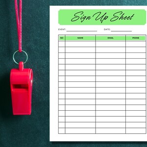 Editable Sign up Sheet Template, Printable Sign up Template, Sign up ...