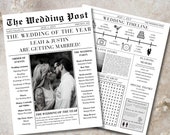 Newspaper Wedding Program Template, Editable Wedding Newspaper Program, Double Sided Wedding Program, Wedding Newspaper Canva Edit, DIY 8303