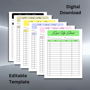 Editable Sign Up Sheet Template, Printable Sign Up Template, Sign Up List, Party Sign Up, Petition Sign Up Sheet, Party Sign Up, Canva