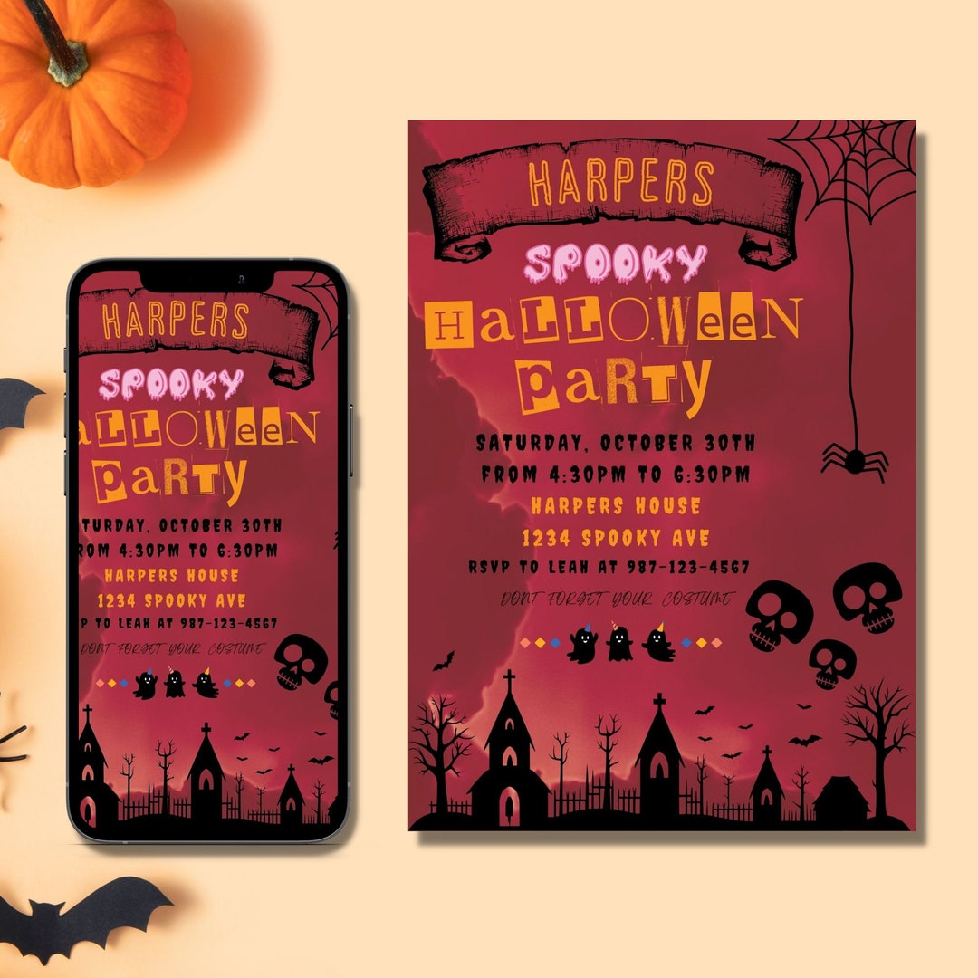 Editable Halloween Invitation Halloween Party Invitation Etsy