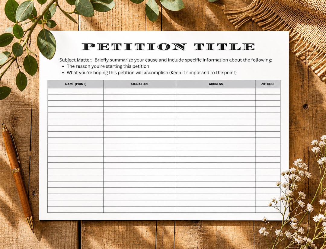 Editable Petition Template, Printable Petition Form, Sign up Sheet ...