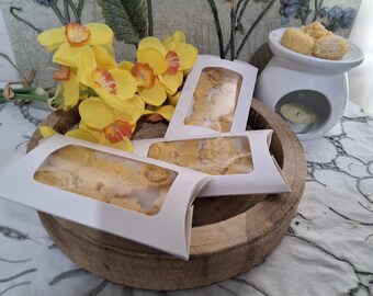 Pastillas de cera de soja con aroma floral, pastillas de cera con aroma a narciso de primavera.