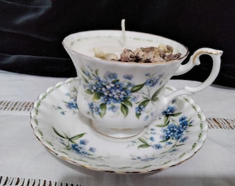 Royal Albert Teacup Candle: Forgetmenot Floral Soy Wax Candle