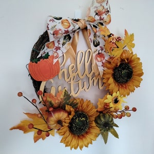 Autumn Sunshine Sunflower Wreath, Fall front door wreath
