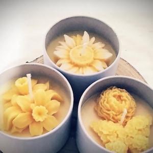 4oz lemon scented soy candle in white tin, Lemon fragrance soy candle, Natural lemon scented soy container candle, Bathroom fresh candle