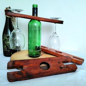Rustic Reclaimed Wood Wine Glass Caddy: Alfresco Dining Gift