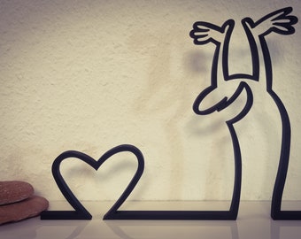 Figurine La Línea | « Bravo du cœur » | grand choix de couleurs | jusqu'à 40 cm | Art mural Art mural | Chiffres en bâton | Cadeau | Amour