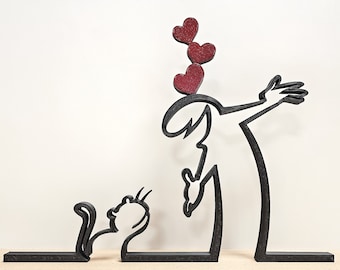 La Linea Sculpture – Cat Love & Welcome 1 – Custom Size up to 40 cm – Personalized Gift