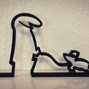La Linea figure | “walks the dog” | large selection of colors | up to 40 cm | Wall Art Wall Art | Stick figures | Gift