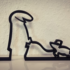 La Linea Figur | "geht Gassi mit Hund" | große Farbauswahl | bis 40cm | Wall Art Wandkunst | Strichmännchen | Geschenk