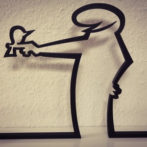 La Linea Figur | "Hat einen Vogel" | große Farbauswahl | bis 40cm | Wall Art Wandkunst | Strichmännchen | Geschenk | Haustier