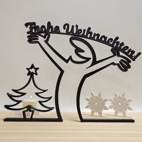 La Linea Figur | "Weihnachtsbotschaft" | große Farbauswahl | bis 40cm | Wall Art Wandkunst | Strichmännchen | Geschenk