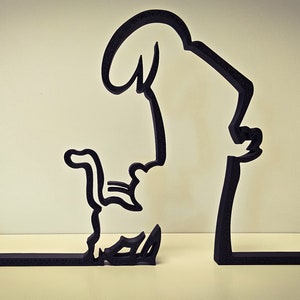 La Linea Figur | &quot;Schmusekatze 2/2&quot; | große Farbauswahl | bis 40cm | Wall Art Wandkunst | Strichmännchen | Geschenk | Katzen