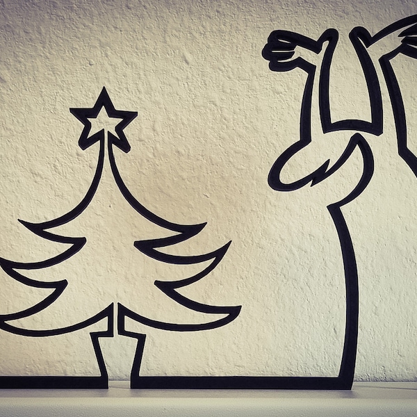 La Linea figure | “Cheers in front of the Christmas tree” | large selection of colors | up to 40 cm | Wall Art Wall Art | Stick figures | Gift