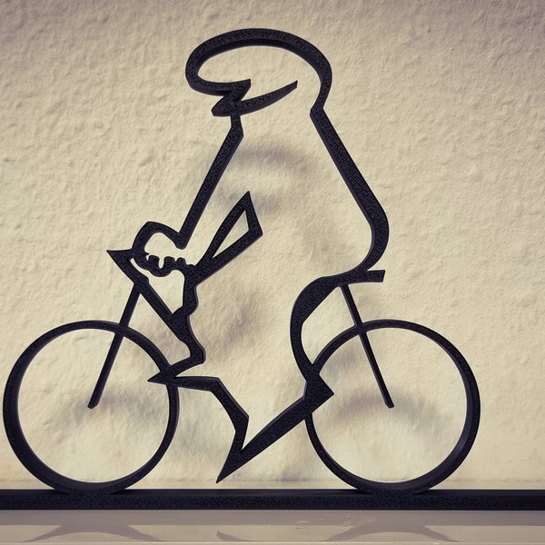 La Linea Figur | "fährt Fahrrad" | große Farbauswahl | bis 40cm | Wall Art Wandkunst | Strichmännchen | Geschenk | E-Bike